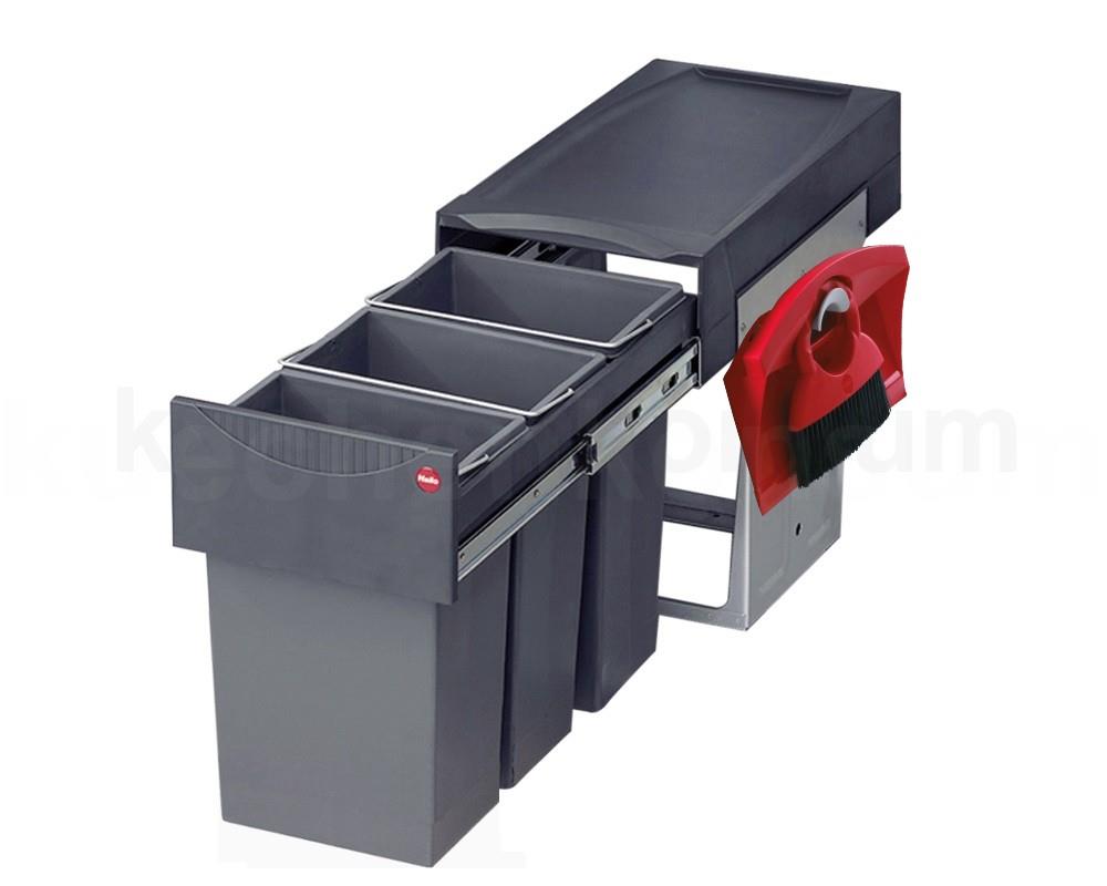 Hailo Abfallsammler 3666133 TZ Swing Terzett 3x 10 Liter mit Kehrset