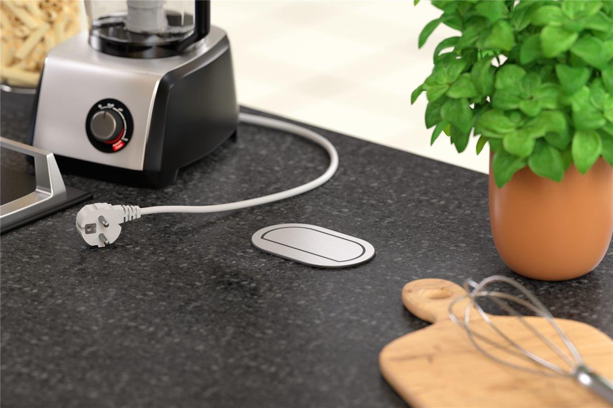 Steckdosenelement Piccolino 2 VDE Schukosteckdosen versenkbar edelstahlfinish