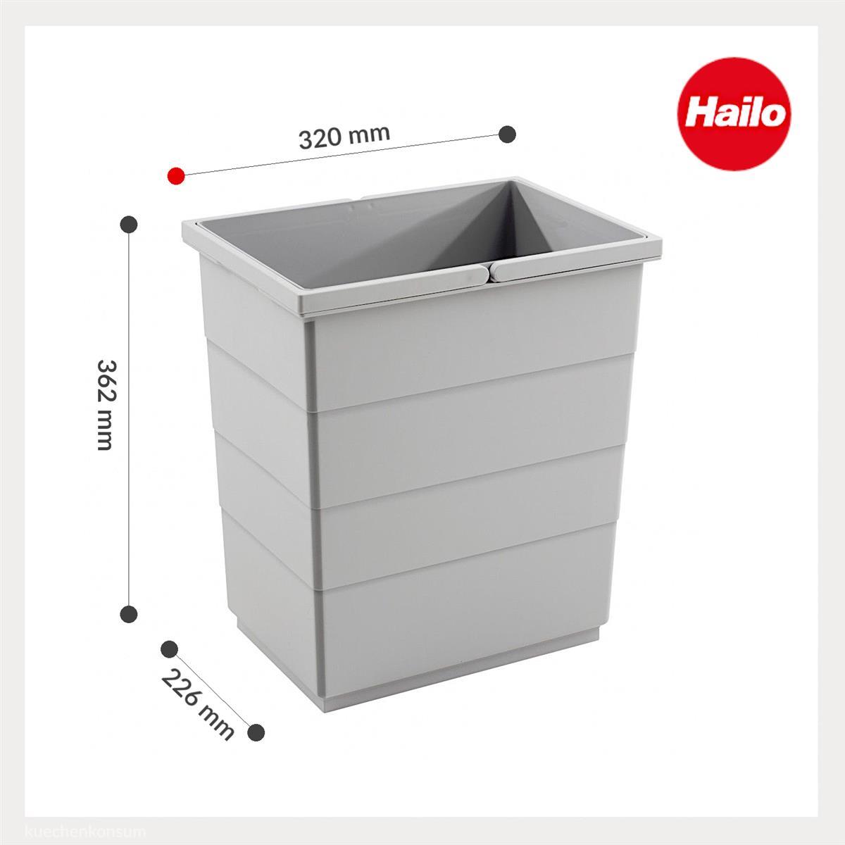 Hailo Inneneimer 1122239 hellgrau 20 L  hoher Boden mit Deckel