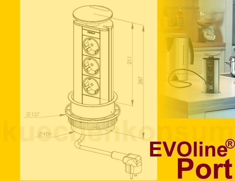 Schulte EVOline Port 00.006 Cuisine versenkbare Steckdose mit Dichtungsring