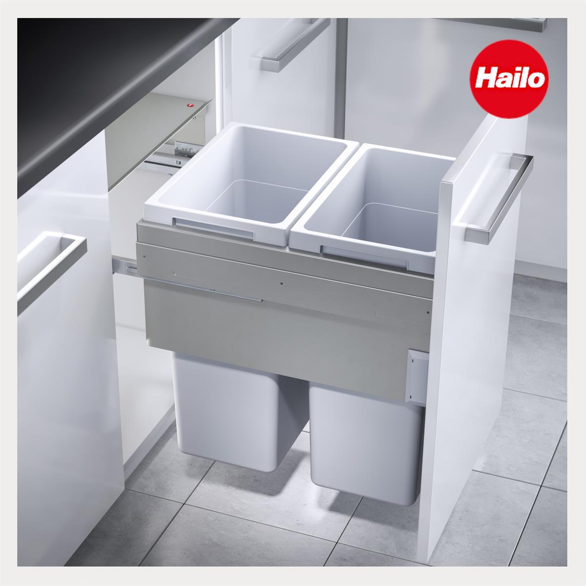 Hailo Abfallsammler 3619531 CE Slide Euro-Cargo 2x 38 Liter hellgrau
