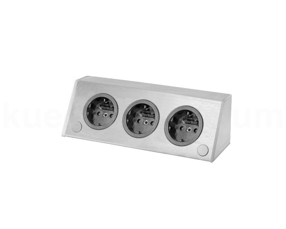 Thebo Aufbausteckdose 1791326 Edelstahl 3fach ST 3900 A waagerecht