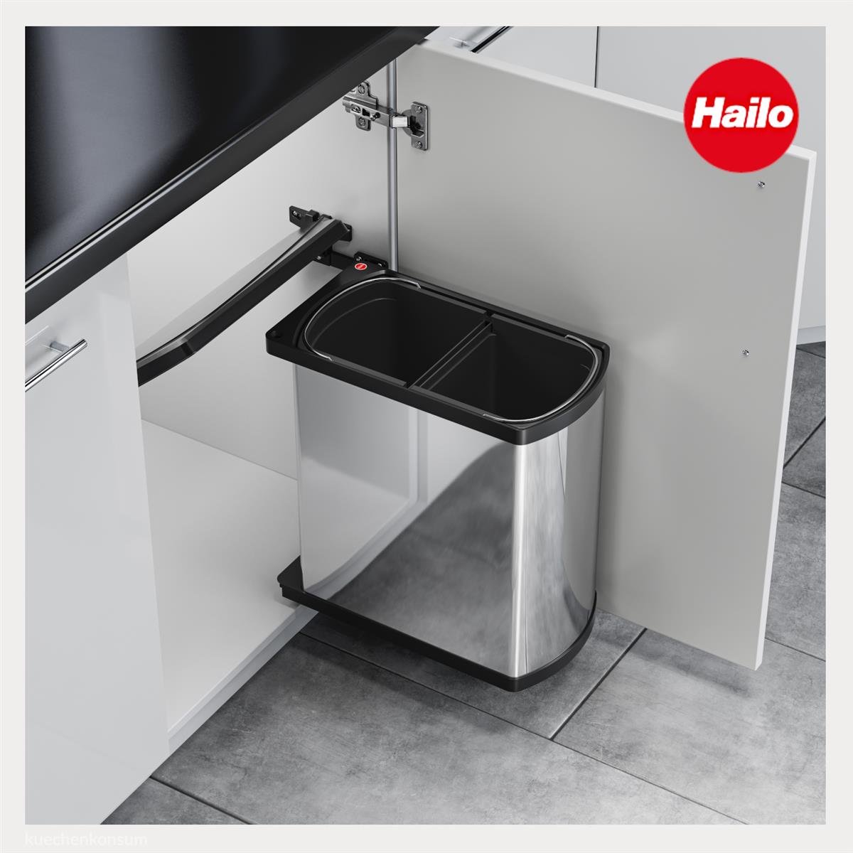 Hailo Abfallsammler 3416101 MF Swing bs Duo 16 Liter Edelstahl schwarz