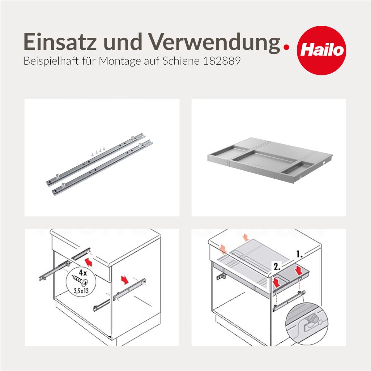 Hailo Multideckel 1109739 Tablarboden für 50 cm Schrank hellgrau