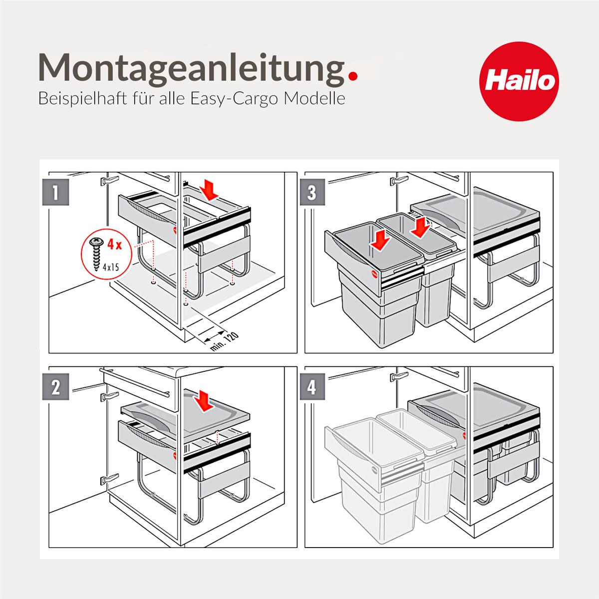 Hailo Abfallsammler 3668501 TE Swing Easy Cargo 30 + 19 Liter