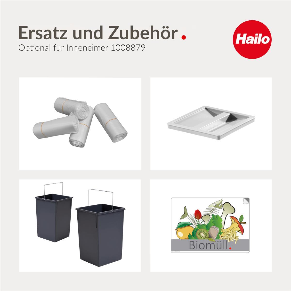 Hailo Inneneimer 1008879 dunkelgrau 15 L 230 x 220 x 350 mm mit Henkel