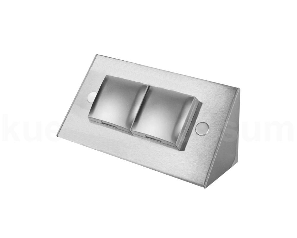Thebo Aufbausteckdose 17916 Edelstahl 2-fach ST 3900 ST/2 mit Deckel Silber