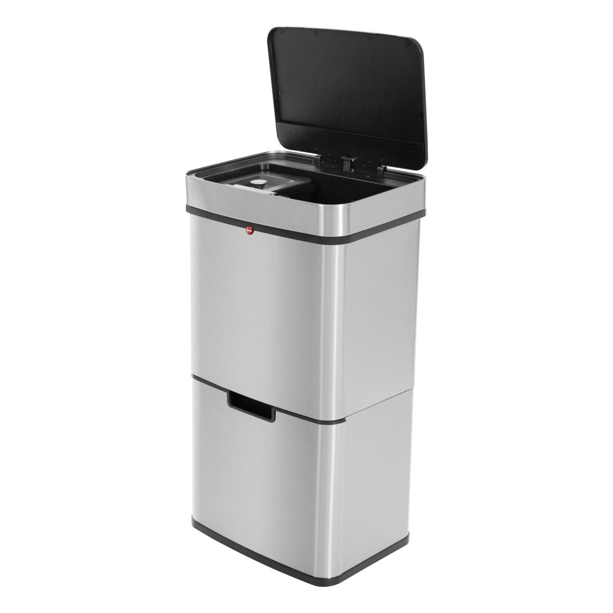 HAILO Stanmülleimer 6560010 Öko Vario XL Sensor 2x25 L + 4 L Bio Edelstahl
