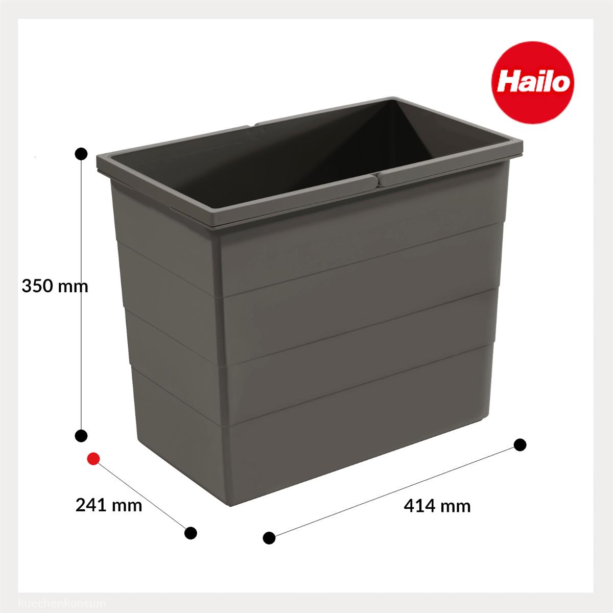 Hailo 28 Liter Inneneimer 1129969 dunkelgrau 242 x 415 x 350 mm