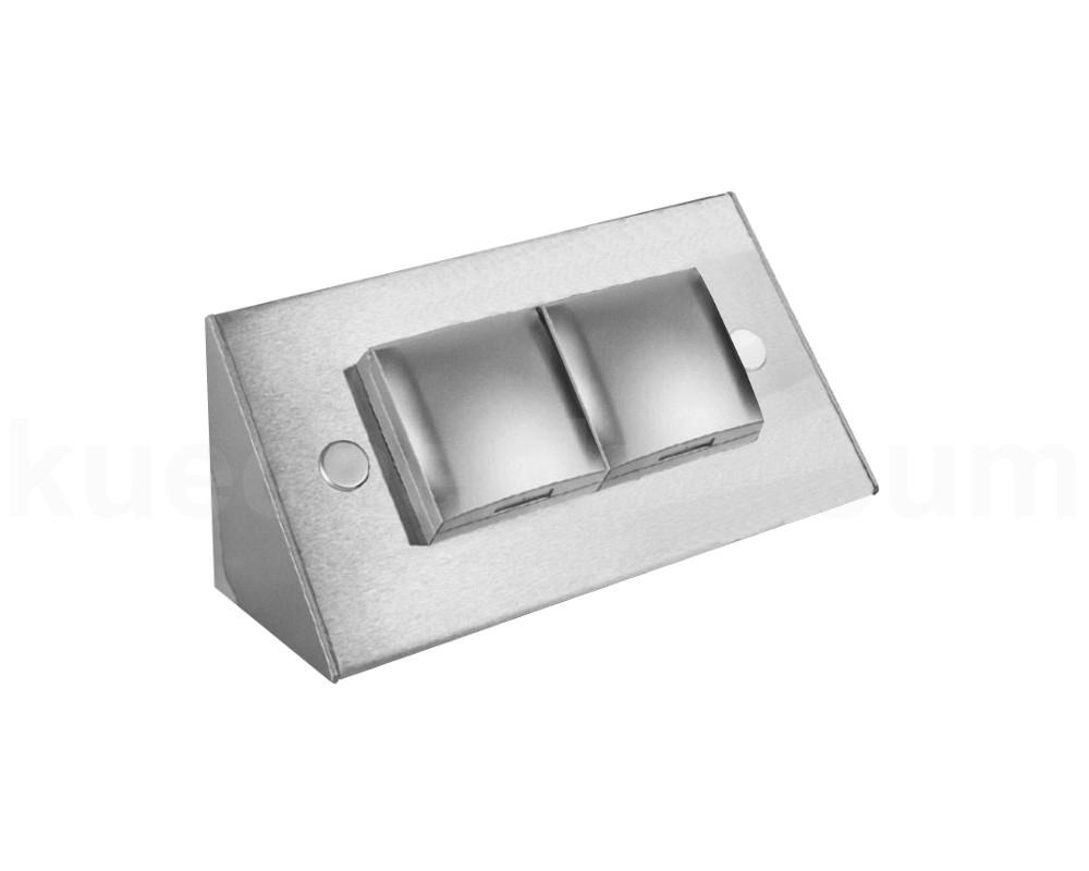 Thebo Aufbausteckdose 17916 Edelstahl 2-fach ST 3900 ST/2 mit Deckel Silber