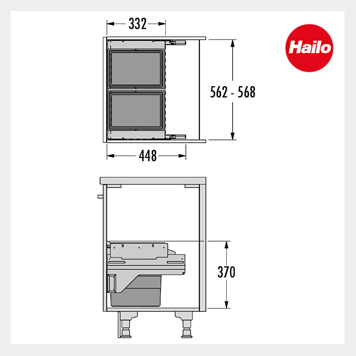 Hailo Abfallsammler 3610971 CS Slide Cargo-Soft Short 2x20L dunkelgrau