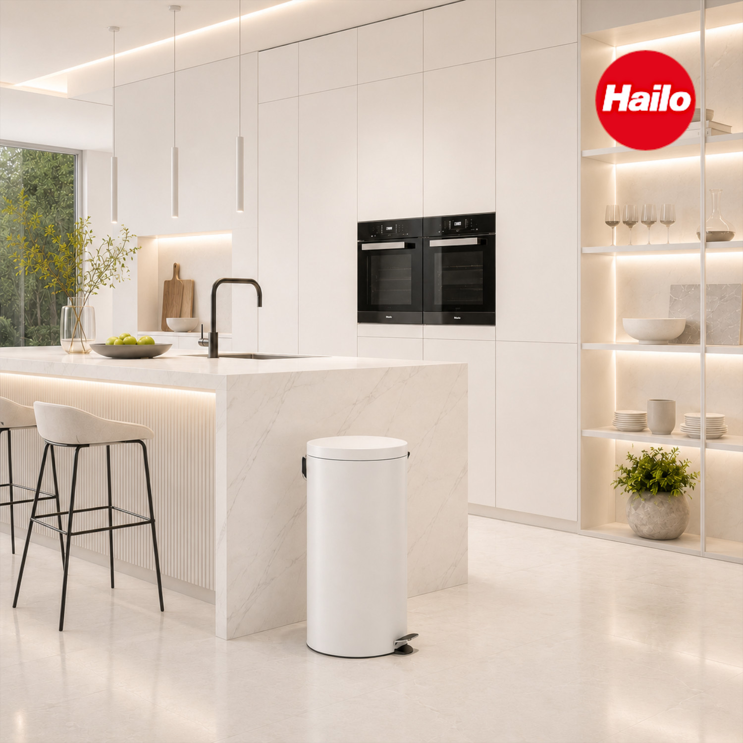 HAILO Standmülleimer 5030301 Selekta rund 30 L Weiß