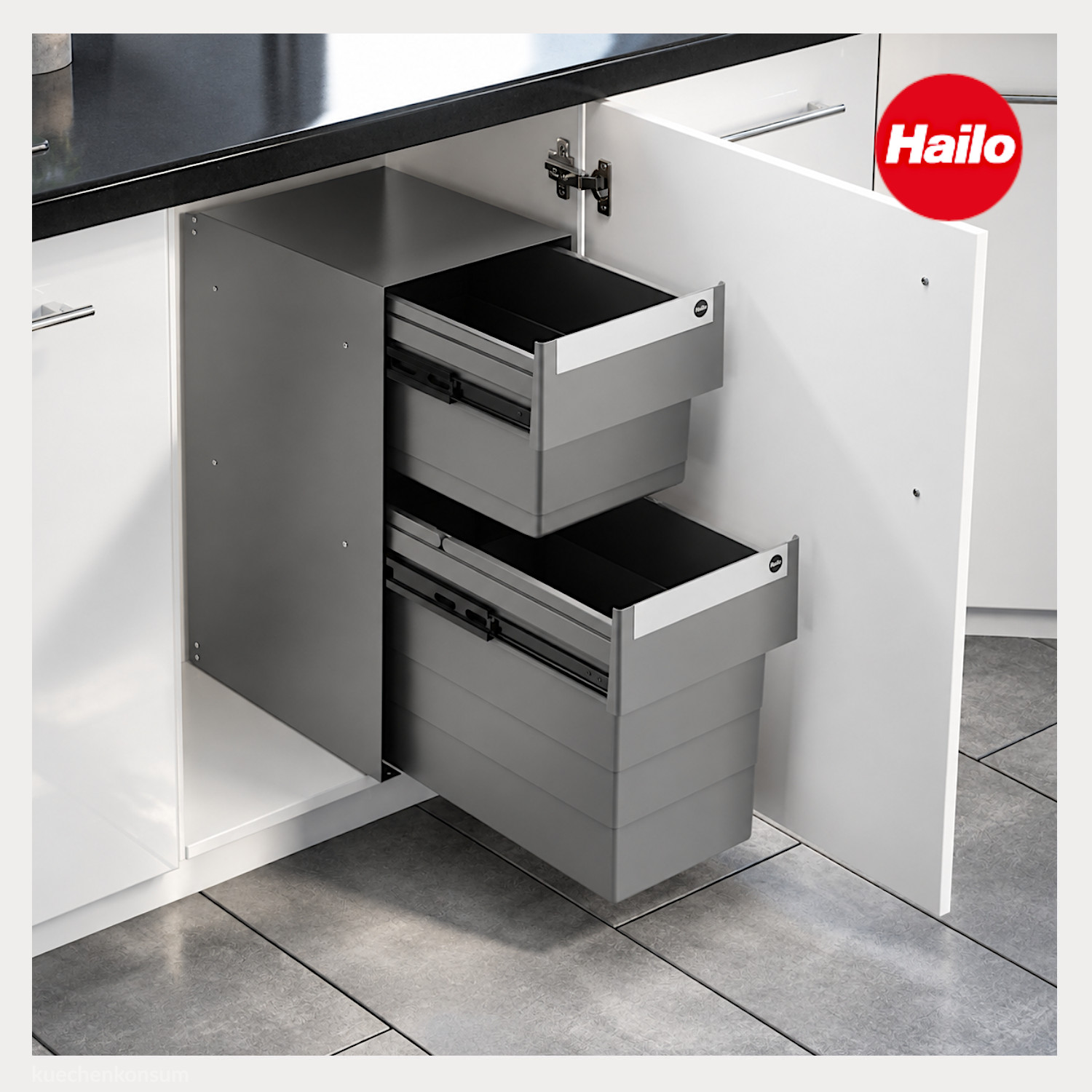 HAILO Abfallsammler 10000130 StapelBox 28/17 dunkelgrau 45 Liter