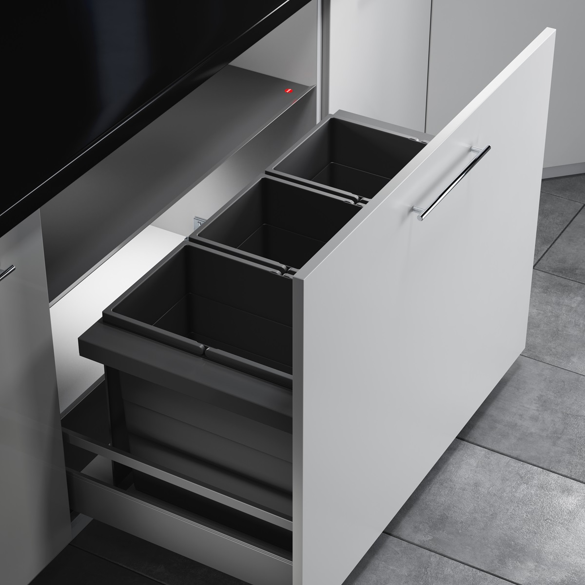 Hailo Abfallsammler 10000228 Triple XL 900 28/28/ 28 Liter dunkelgrau