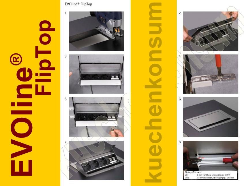 Schulte EVOline FlipTop 20.007 Klappsteckdose 4 fach waagerecht CH