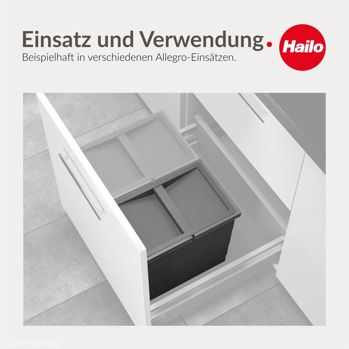 Hailo Inneneimer 1136309 mit Deckel 350 x 226 x 220 mm 2 Henkel dunkelgrau