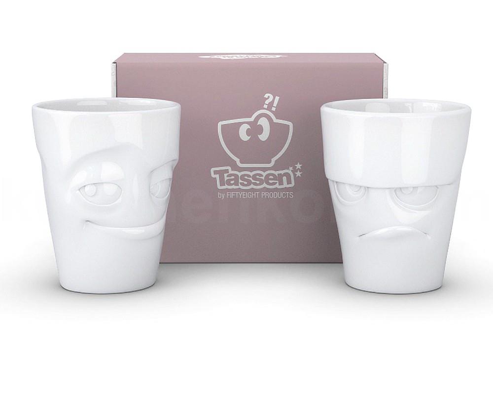 TV Tasse Becher Set 27.01 grummelig und verschmitzt weiß
