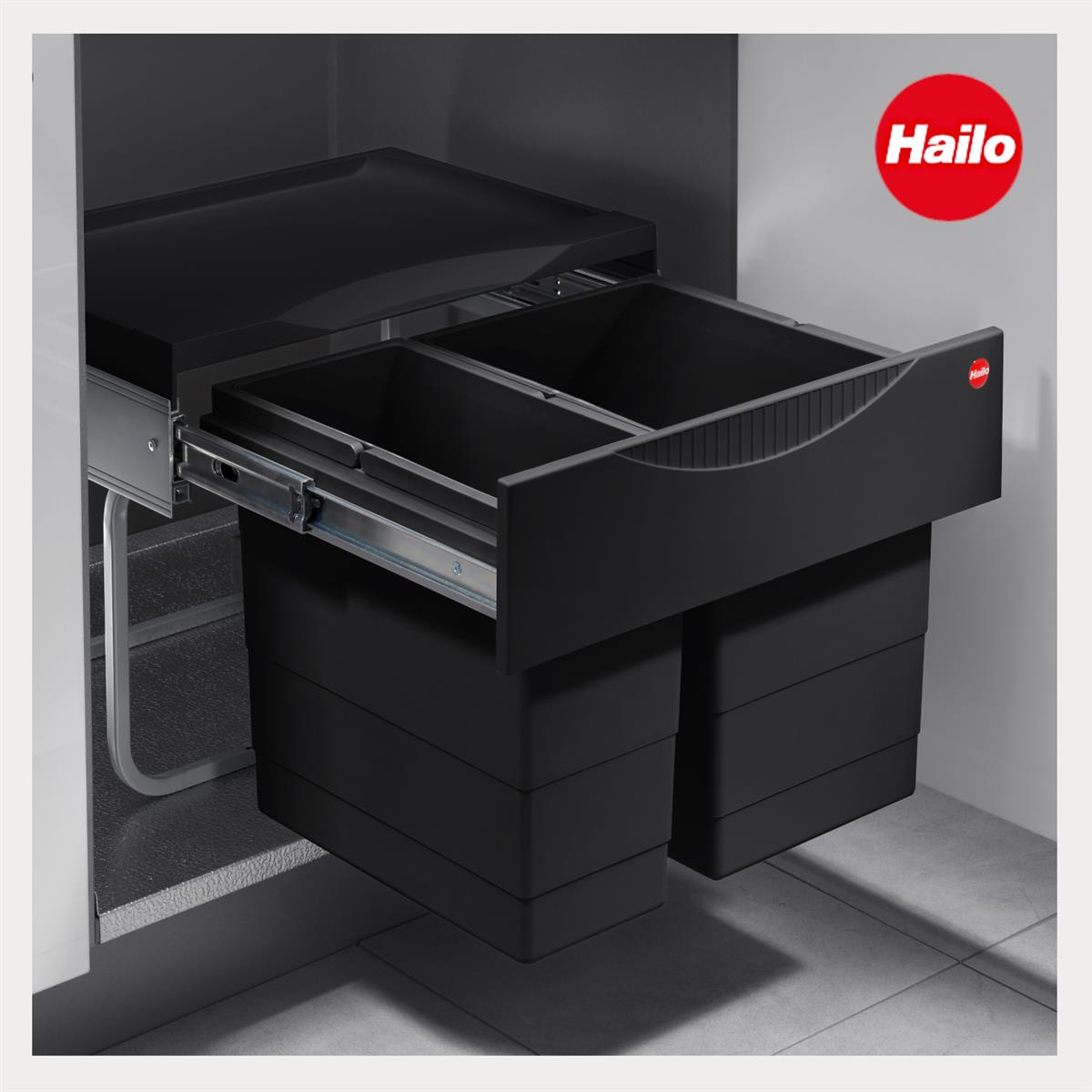 Hailo Abfallsammler 3644941 TR Swing Raumspar-Tandem-S 18 + 12 Liter