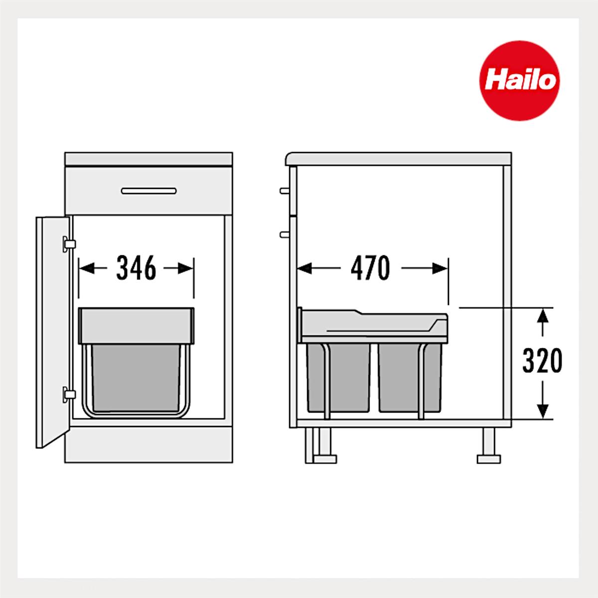 Hailo Abfallsammler 3640001 TR Swing A Raumspar-Tandem 2x 18 Liter