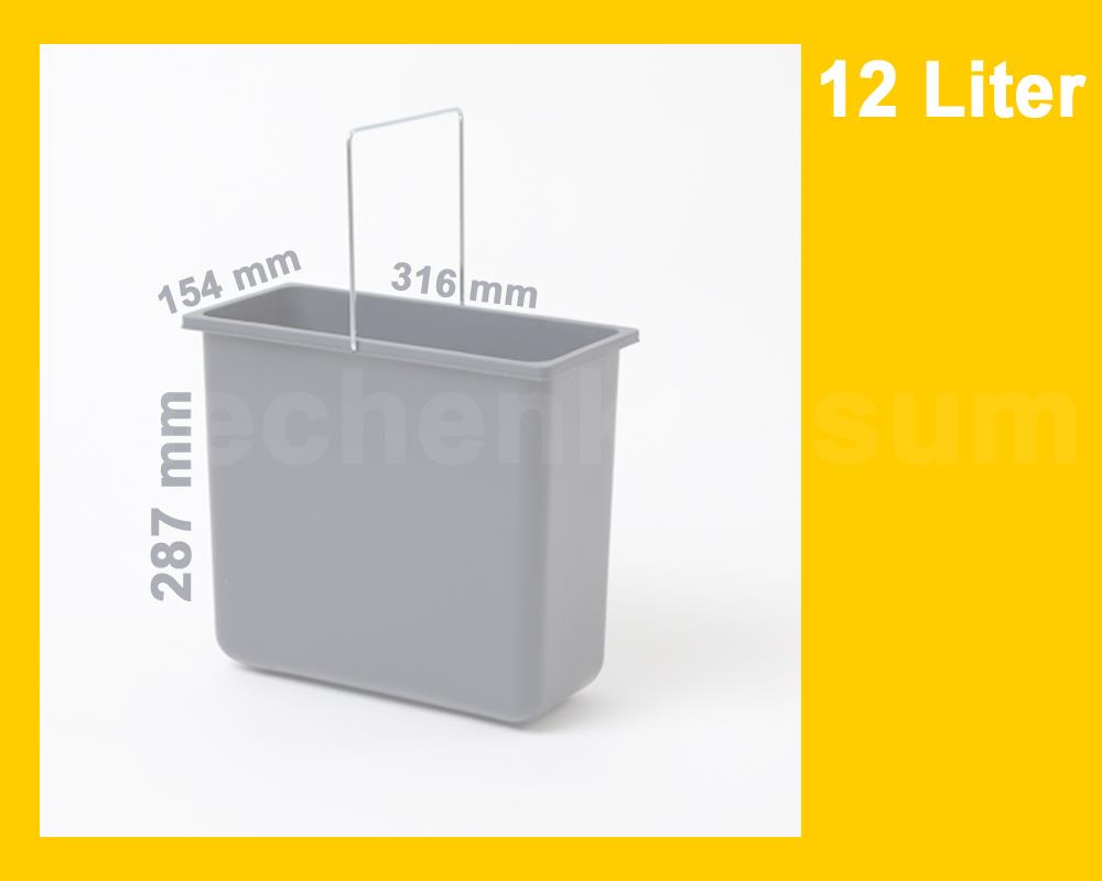 Hailo Inneneimer 1049479 grau 12 L 316 x 154 x 287 mm mit Henkel