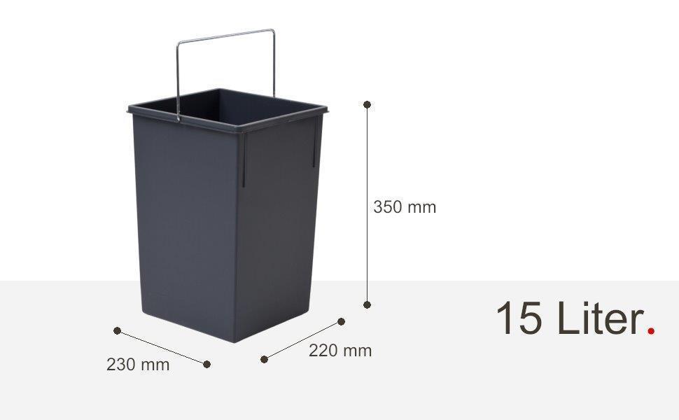 Hailo Inneneimer 1091309 hellgrau 15 L 220 x 230 x 350 mm mit Deckel