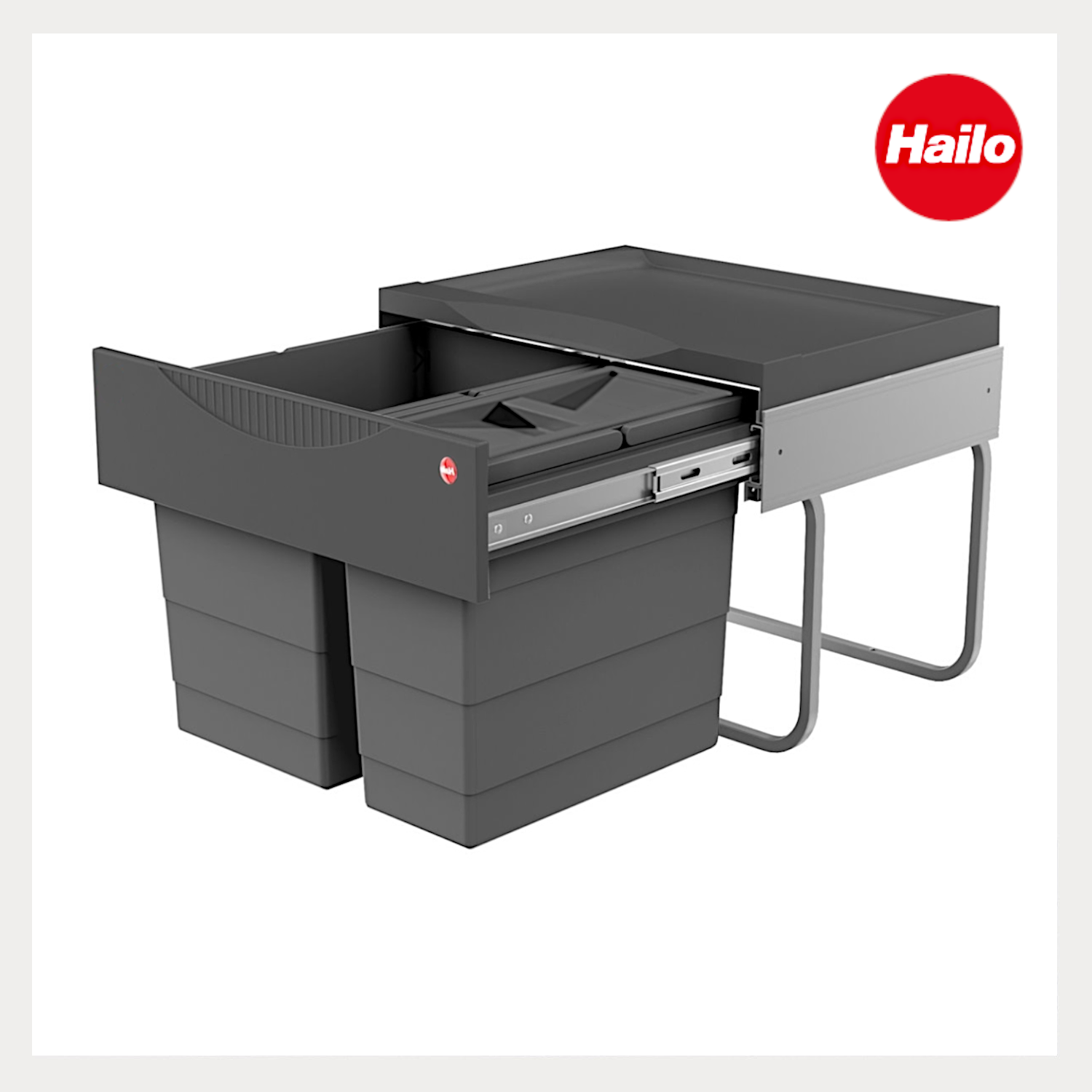 Hailo Abfallsammler 3644903 Raumspar-Tandem-S 18 + 12 Liter mit Biodeckel Dunkelgrau