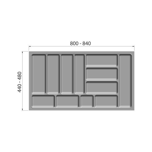 Besteckeinsatz für 90 cm Schublade Kunststoff Verkehrsweiß 800 - 840 mm