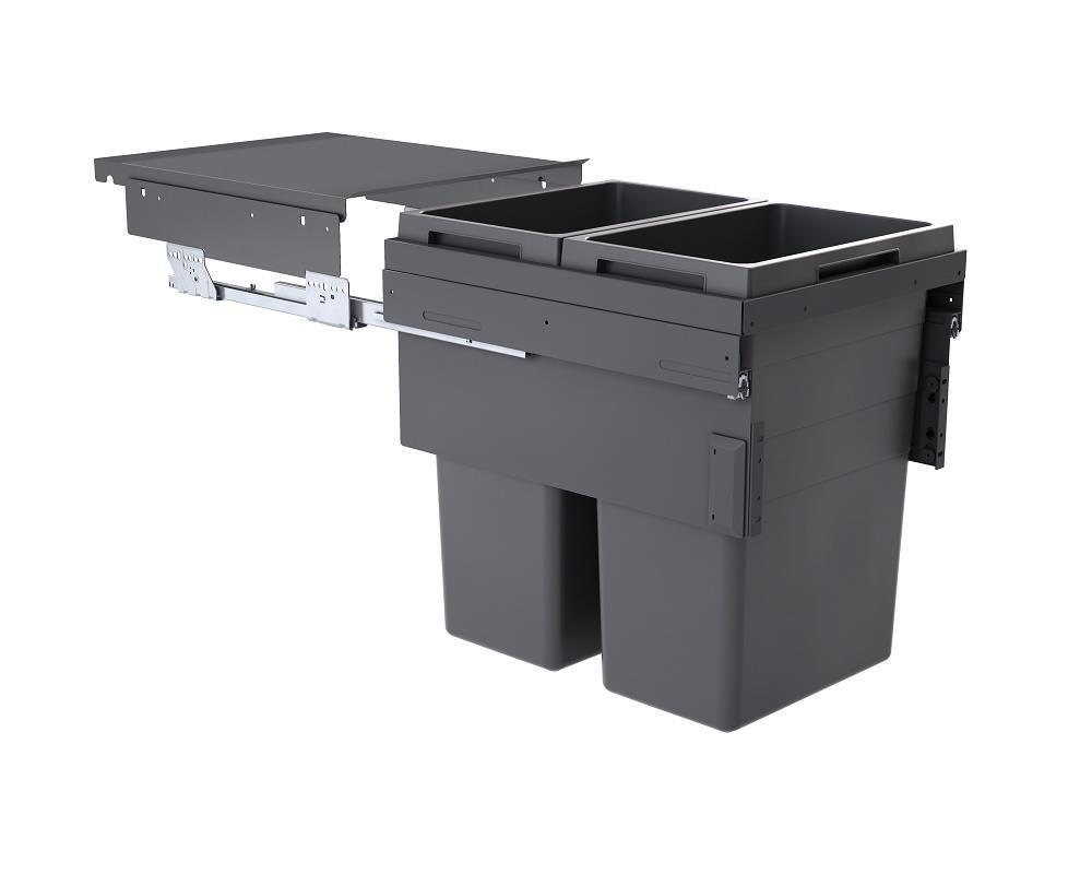 Hailo Abfallsammler 3619751 CE Slide Euro-Cargo 2x 38 Liter dunkelgrau