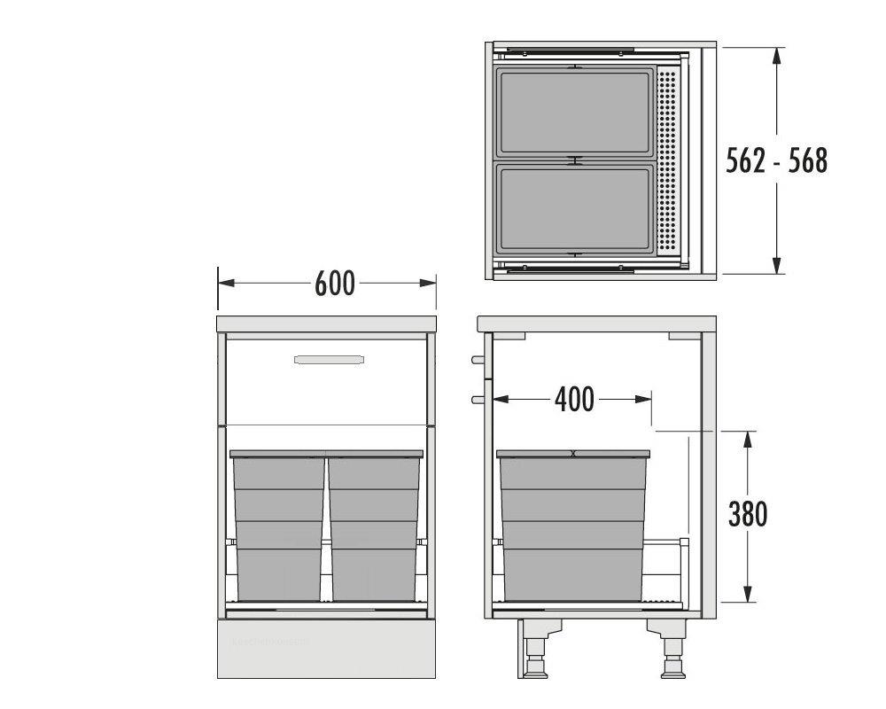 Hailo Abfallsammler 3301772 Allegro 380 Einsatz 2x 28 Liter Dunkelgrau