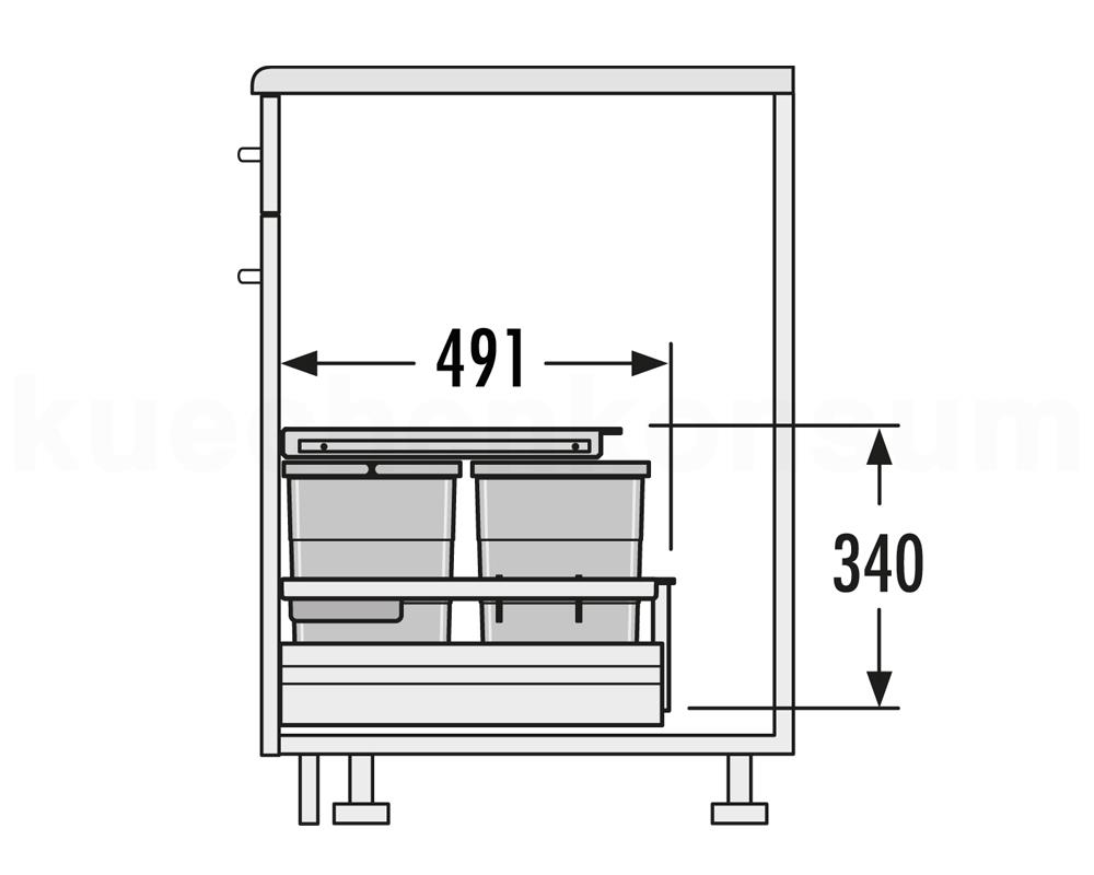Hailo Abfallsammler 3620461 Separato-K 450 Einsatz 2x 8 + 18 Liter Hellgrau