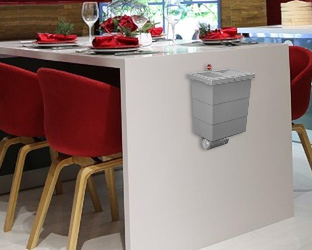 Hailo Inneneimer 1122455 ReadyBin 12 L 320 x 141 x 350 mm incl. Wandhalter hellgrau
