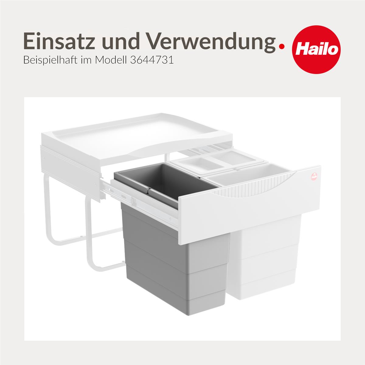 Hailo Inneneimer 1102449 hellgrau 12 Liter 320 x 156 x 295 mm 2 Henkel