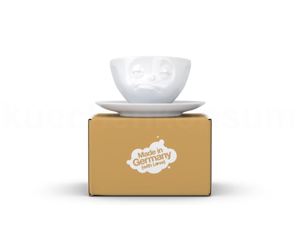 TV Tasse Kaffeetasse 45 Verpennt mit Untertasse weiß