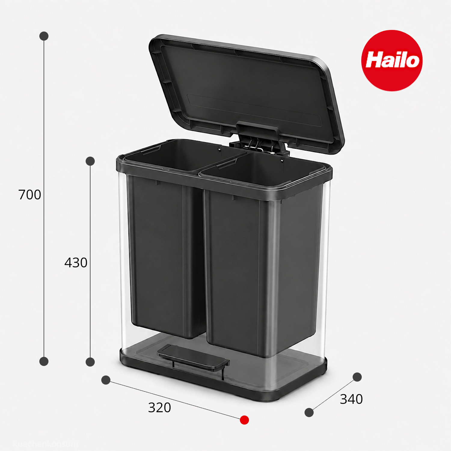 HAILO Standmülleimer 6192300 Öko uno Plus M 17 L Weiß matt