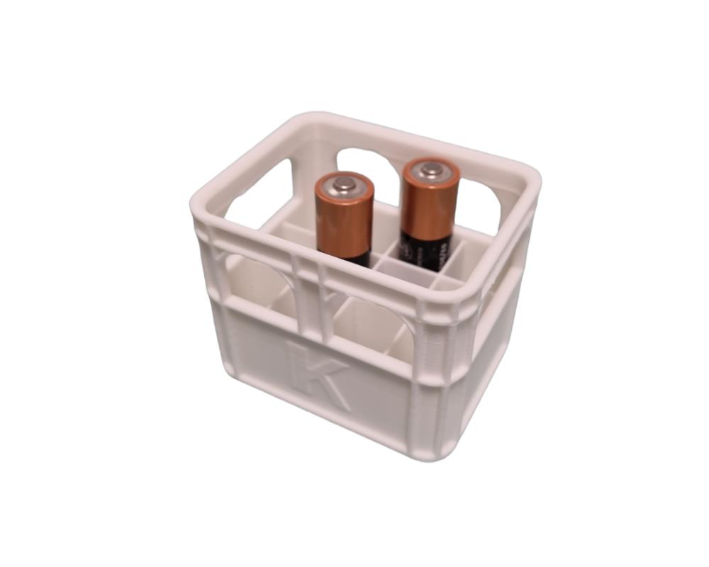 Batteriehalter Sammelkasten 9930021 für 12x AA Batterie als Mini Bierkiste weiß