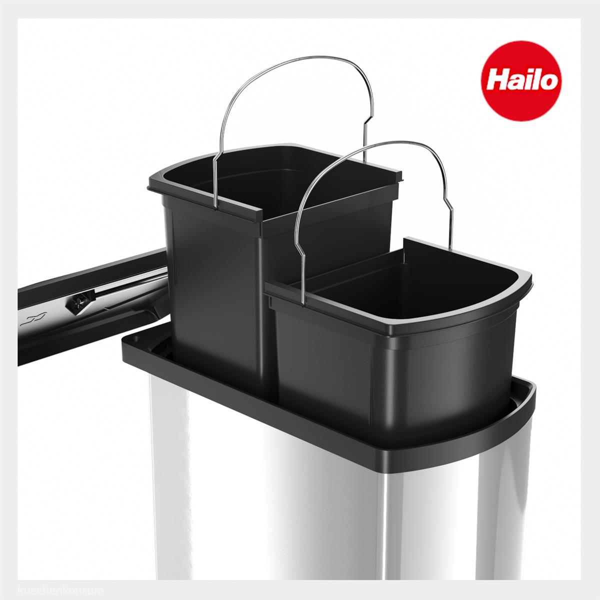 Hailo Abfallsammler 3416101 MF Swing bs Duo 16 Liter Edelstahl schwarz
