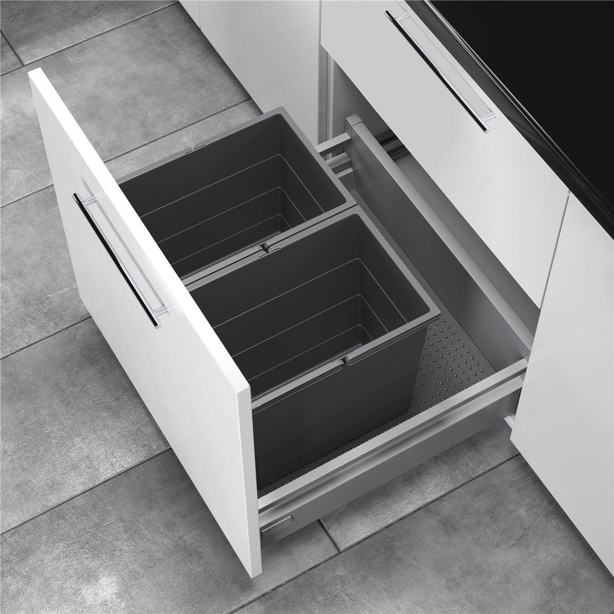 Hailo Abfallsammler 3301772 Allegro 380 Einsatz 2x 28 Liter Dunkelgrau