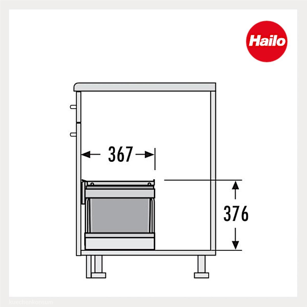 Hailo Abfallsammler 3644802 Raumspar-Tandem-S-plus 18+12 L m Biodeckel