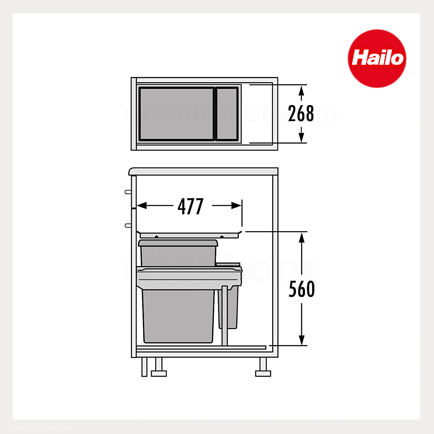 Hailo Abfallsammler 3614301 Inset 38 + 7 Liter Hellgrau