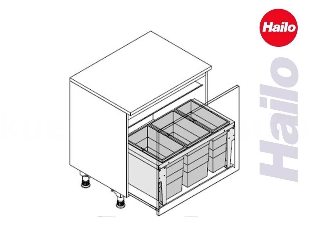 Hailo Abfallsammler 3631881 XL Inset 800 28/28/18 Triple-XL 18 + 2x 28 Liter