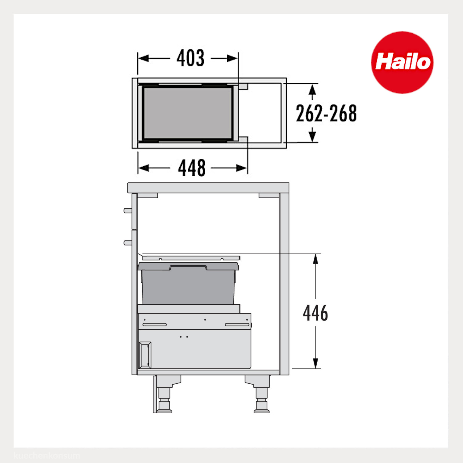 Hailo Abfallsammler 3610141 CS Slide Euro-Cargo-S 1x 30 Liter