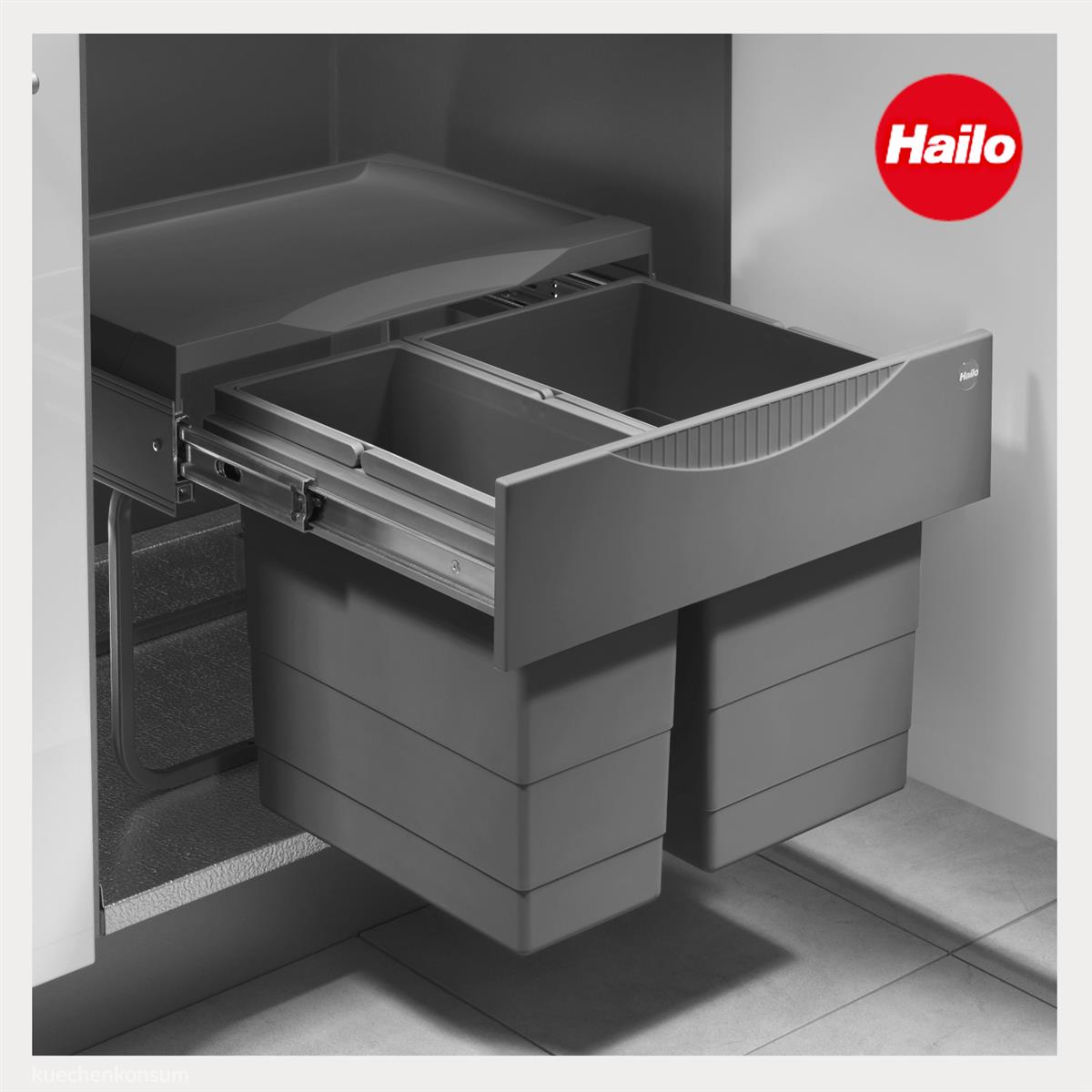 Hailo Abfallsammler 3644901 TR Swing Raumspar-Tandem-S 18 + 12 Liter