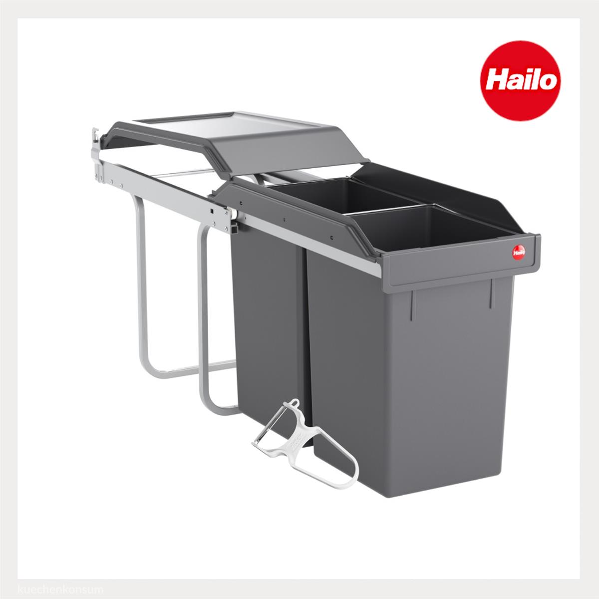 Hailo Abfallsammler 1947001 Tandem 2x 15 Liter mit Ritter Sparschäler 203025