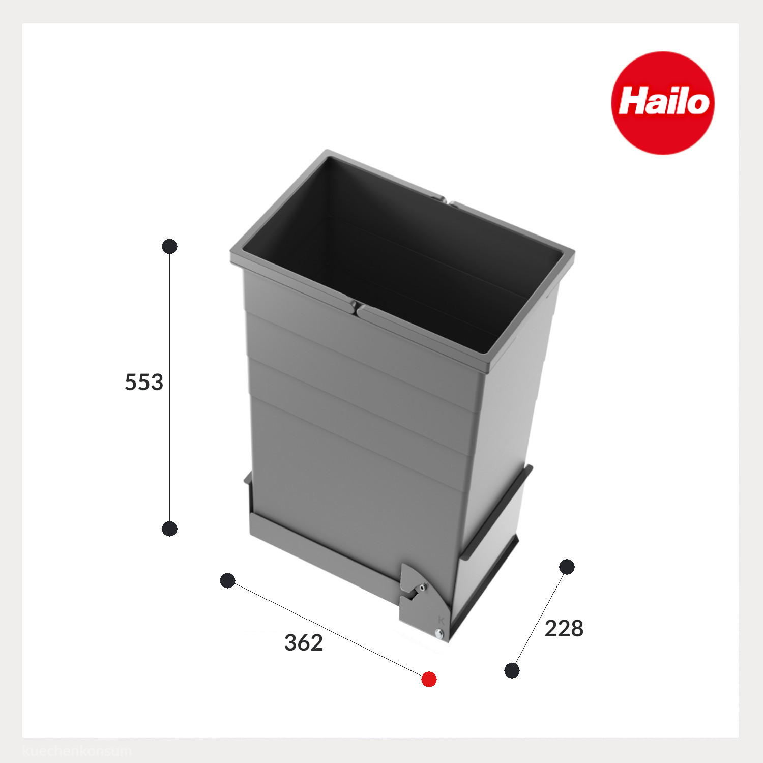 Hailo Abfallsammler 10000129D KippBox 35 Liter mit Deckel dunkelgrau