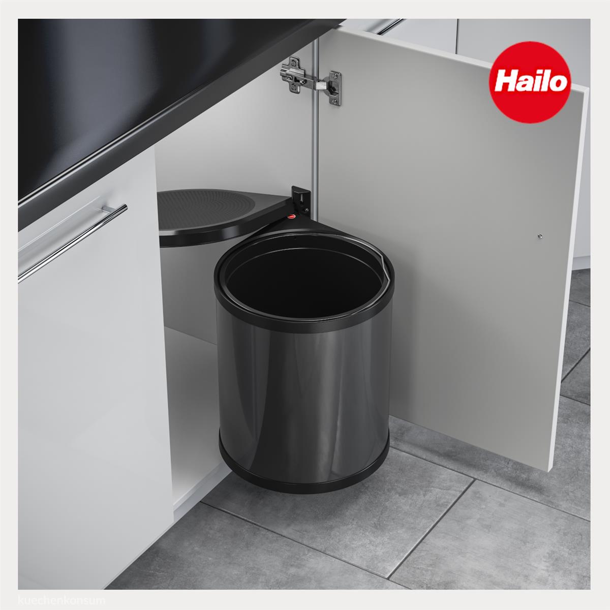 Hailo Abfallsammler 3515071 schwenkbar Mono 15 Liter Dunkelgrau