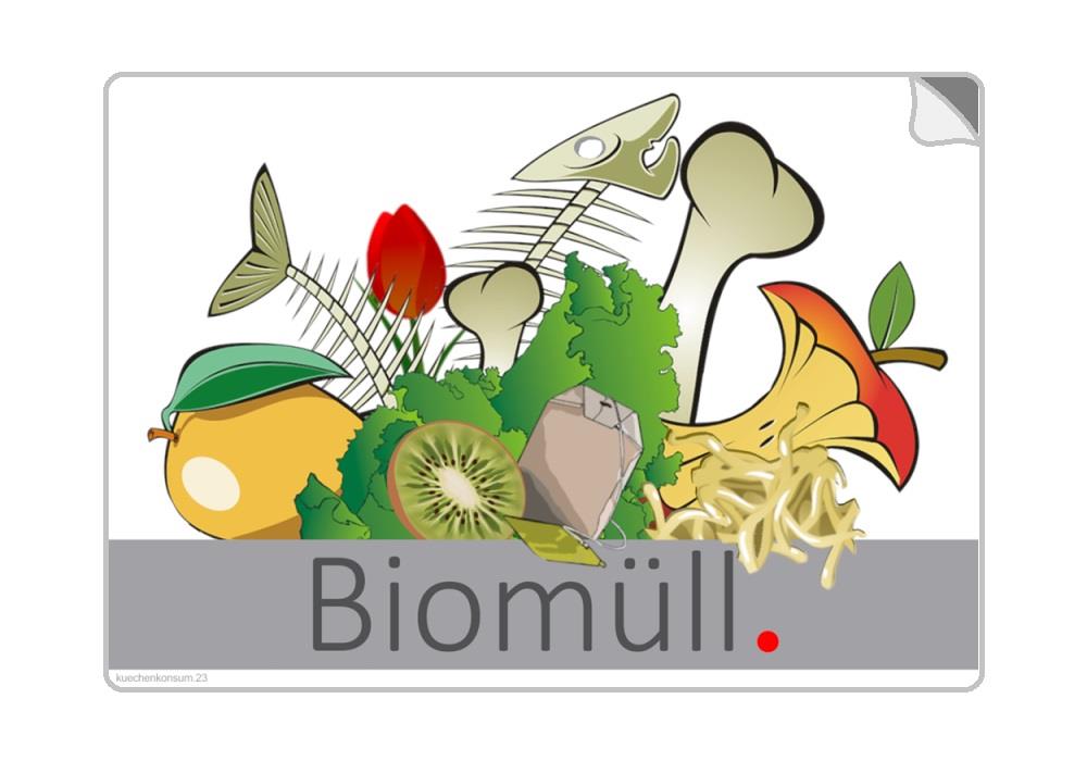 Aufkleber Biomüll 9980109 für Abfallsammler und Deckel 100 x 60 mm