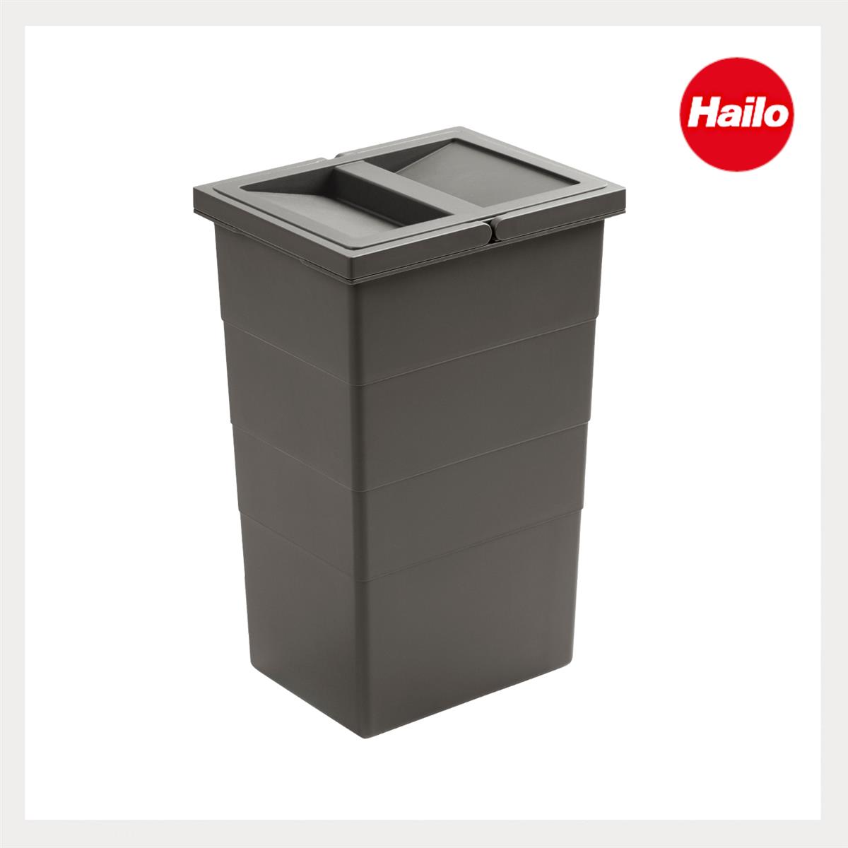Hailo Inneneimer 1220359 mit Deckel dunkelgrau 13 Liter 242x192x380 mm