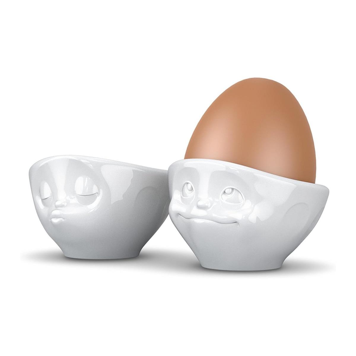 TV Tasse Eierbecher 51.52 Küssend, Verträumt,Och bitte und Lecker weiß