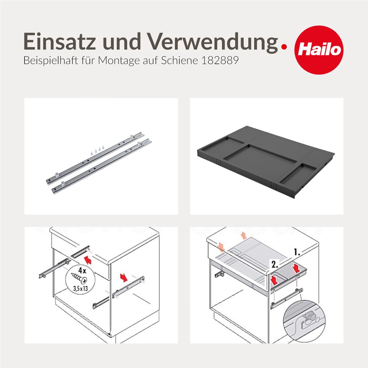Hailo Multideckel 1225909 Tablarboden für 45 cm Schrank dunkelgrau