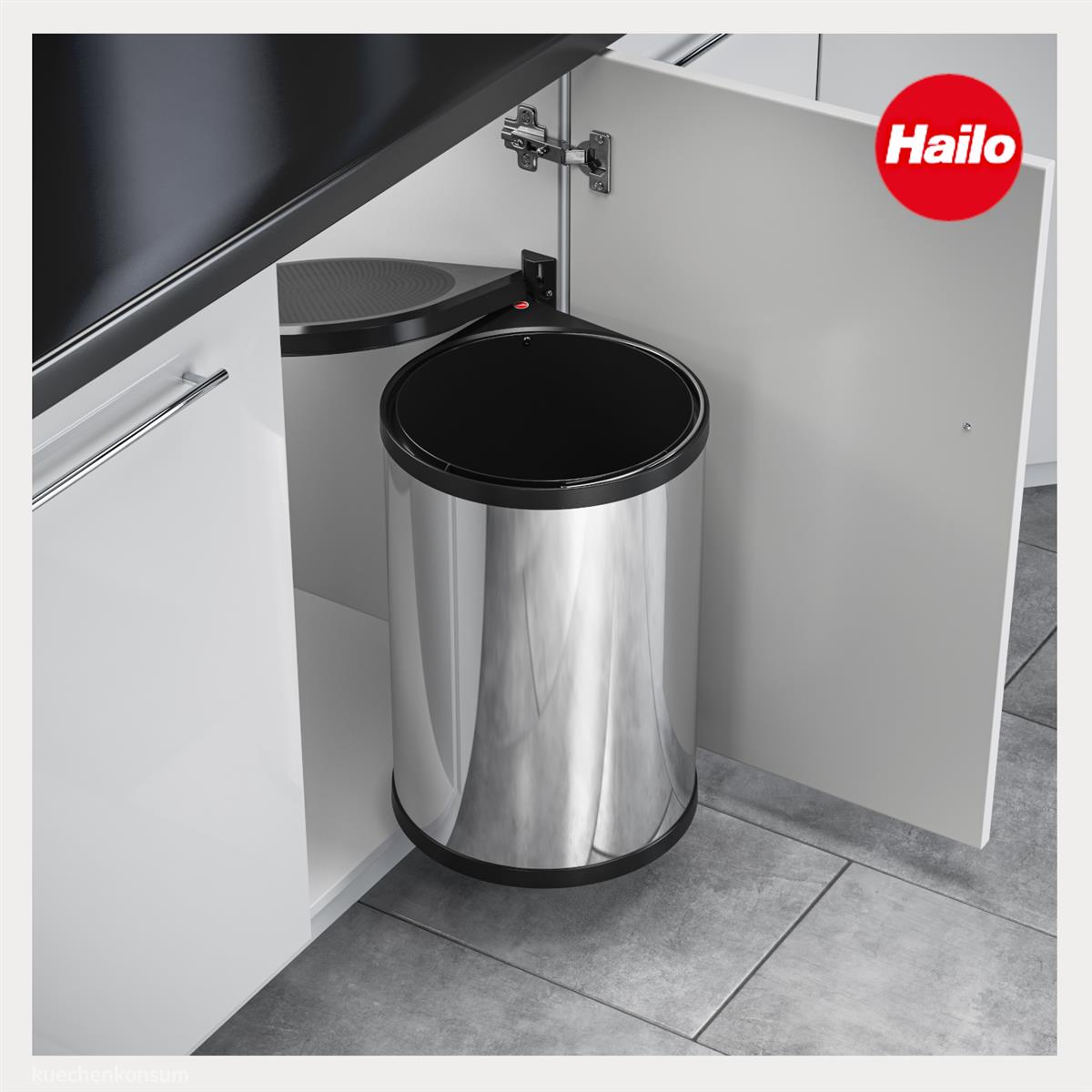 Hailo Abfallsammler 3520001 Mono poliert 20 Liter Edelstahl schwarz